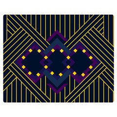 Line Square Pattern Violet Blue Yellow Design One Side Premium Plush Fleece Blanket (medium)