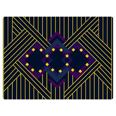 Line Square Pattern Violet Blue Yellow Design Premium Plush Fleece Blanket (extra Small)