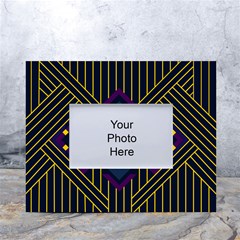 Line Square Pattern Violet Blue Yellow Design White Tabletop Photo Frame 4 x6  by Ravend