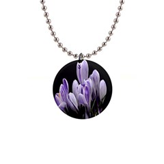 Crocus Flowers Purple Flowers Spring Nature 1  Button Necklace by Ravend