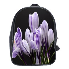 Crocus Flowers Purple Flowers Spring Nature School Bag (large) by Ravend