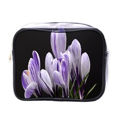 Crocus Flowers Purple Flowers Spring Nature Mini Toiletries Bag (one Side) by Ravend