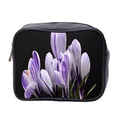 Crocus Flowers Purple Flowers Spring Nature Mini Toiletries Bag (two Sides) by Ravend