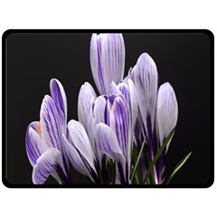 Crocus Flowers Purple Flowers Spring Nature One Side Fleece Blanket (large) by Ravend