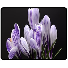 Crocus Flowers Purple Flowers Spring Nature One Side Fleece Blanket (medium) by Ravend