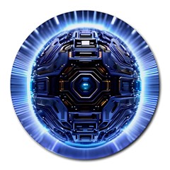 Ai Generated Digital Technology Computer Internet Round Mousepad by Ravend