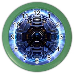 Ai Generated Digital Technology Computer Internet Color Wall Clock by Ravend