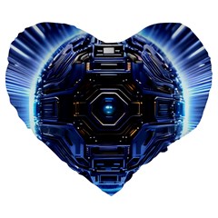 Ai Generated Digital Technology Computer Internet Large 19  Premium Flano Heart Shape Cushions by Ravend