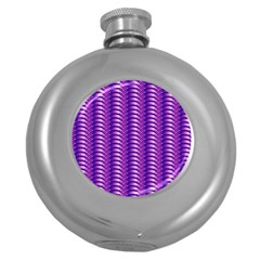 Purple Textile Vibrant Decor 3d Round Hip Flask (5 Oz) by Ravend