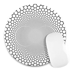 Hexagon Honeycombs Pattern Structure Abstract Round Mousepad by Ravend