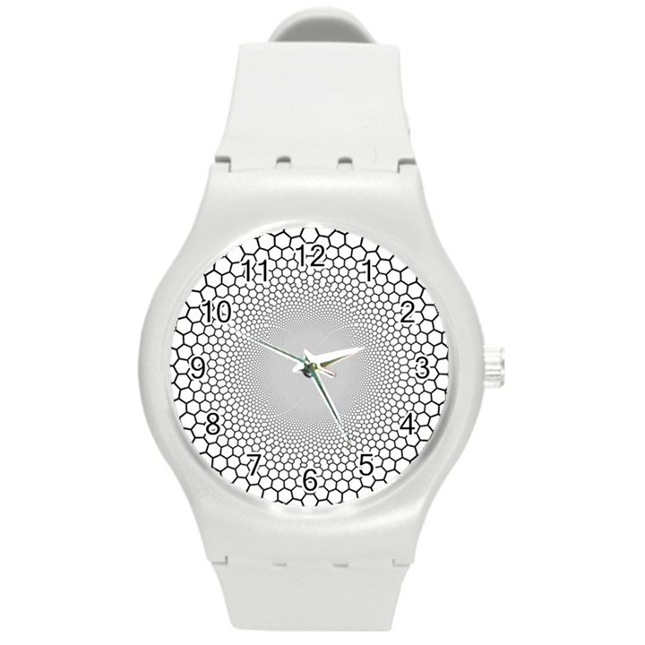 Hexagon Honeycombs Pattern Structure Abstract Round Plastic Sport Watch (M)