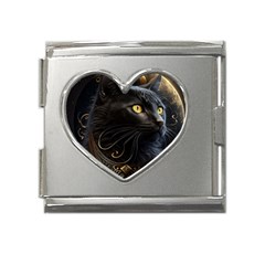 Ai Generated Cat Moon Feline Cute Mega Link Heart Italian Charm (18mm)