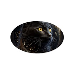 Ai Generated Cat Moon Feline Cute Sticker (oval) by Ravend