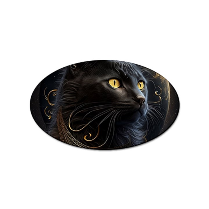 Ai Generated Cat Moon Feline Cute Sticker Oval (100 pack)