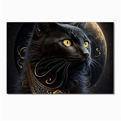 Ai Generated Cat Moon Feline Cute Postcard 4 x 6  (pkg Of 10) by Ravend