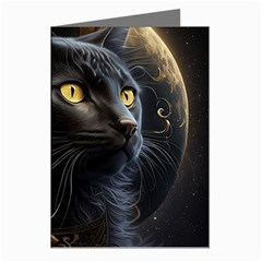 Ai Generated Cat Moon Feline Cute Greeting Cards (pkg Of 8) by Ravend