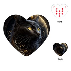 Ai Generated Cat Moon Feline Cute Playing Cards Single Design (heart) by Ravend