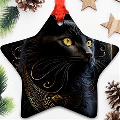 Ai Generated Cat Moon Feline Cute Star Ornament (two Sides) by Ravend