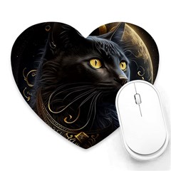 Ai Generated Cat Moon Feline Cute Heart Mousepad by Ravend