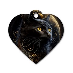 Ai Generated Cat Moon Feline Cute Dog Tag Heart (one Side) by Ravend