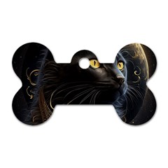 Ai Generated Cat Moon Feline Cute Dog Tag Bone (two Sides) by Ravend