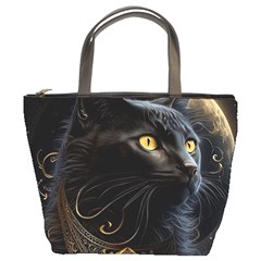 Ai Generated Cat Moon Feline Cute Bucket Bag by Ravend