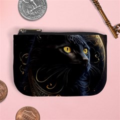 Ai Generated Cat Moon Feline Cute Mini Coin Purse by Ravend