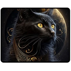 Ai Generated Cat Moon Feline Cute One Side Fleece Blanket (medium) by Ravend