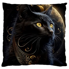 Ai Generated Cat Moon Feline Cute Large Cushion Case (two Sides) by Ravend