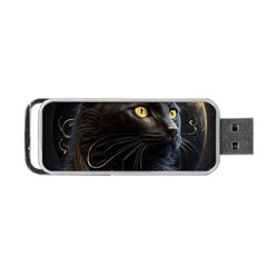 Ai Generated Cat Moon Feline Cute Portable Usb Flash (one Side) by Ravend