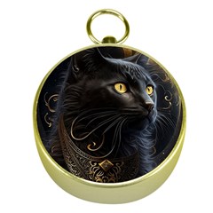 Ai Generated Cat Moon Feline Cute Gold Compasses by Ravend