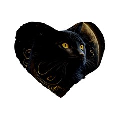 Ai Generated Cat Moon Feline Cute Standard 16  Premium Flano Heart Shape Cushions by Ravend