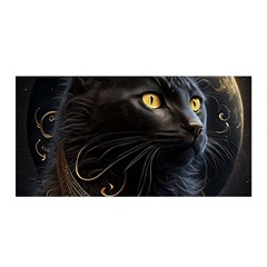 Ai Generated Cat Moon Feline Cute Satin Wrap 35  X 70  by Ravend