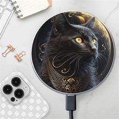 Ai Generated Cat Moon Feline Cute Wireless Fast Charger(white) by Ravend