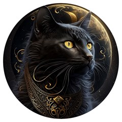 Ai Generated Cat Moon Feline Cute Round Trivet by Ravend