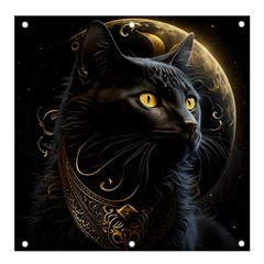 Ai Generated Cat Moon Feline Cute Banner And Sign 4  X 4  by Ravend