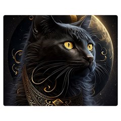 Ai Generated Cat Moon Feline Cute One Side Premium Plush Fleece Blanket (medium)