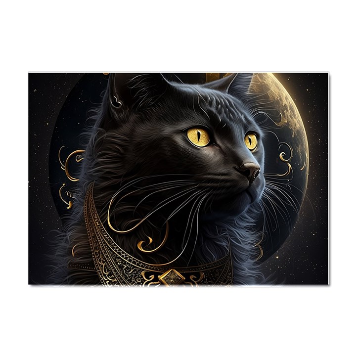 Ai Generated Cat Moon Feline Cute Crystal Sticker (A4)