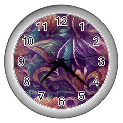 Abstract African Art Art Backdrop Background Wall Clock (Silver)