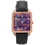 Abstract African Art Art Backdrop Background Rose Gold Leather Watch  Front