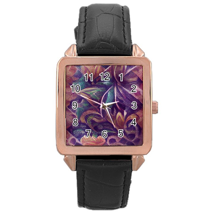 Abstract African Art Art Backdrop Background Rose Gold Leather Watch 