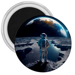 Ai Generated Space Astronaut Universe Moon Earth 3  Magnets by Ravend