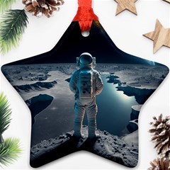 Ai Generated Space Astronaut Universe Moon Earth Ornament (star) by Ravend