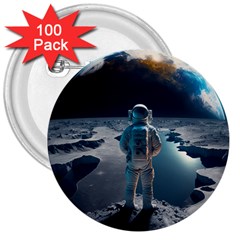 Ai Generated Space Astronaut Universe Moon Earth 3  Buttons (100 Pack)  by Ravend