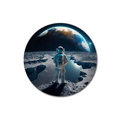 Ai Generated Space Astronaut Universe Moon Earth Magnet 3  (round) by Ravend