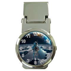 Ai Generated Space Astronaut Universe Moon Earth Money Clip Watches by Ravend