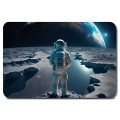 Ai Generated Space Astronaut Universe Moon Earth Large Doormat by Ravend