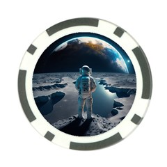 Ai Generated Space Astronaut Universe Moon Earth Poker Chip Card Guard by Ravend