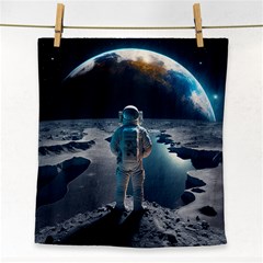 Ai Generated Space Astronaut Universe Moon Earth Face Towel by Ravend