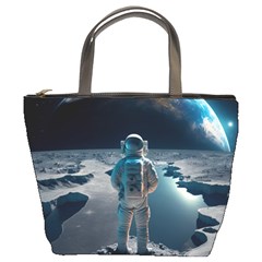 Ai Generated Space Astronaut Universe Moon Earth Bucket Bag by Ravend